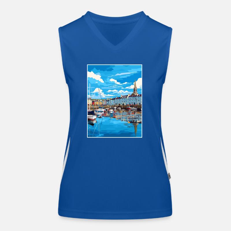Padstow Harbour Padstowwall Cornouailles affiche de voyage Débardeur respirant contrasté Femme