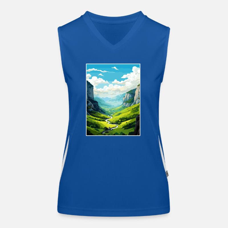 Vikos gorge Grèce déco Vintage voyage affiche WPA Débardeur respirant contrasté Femme