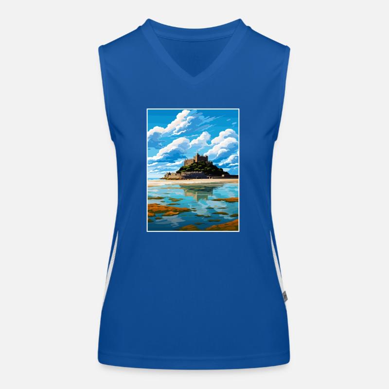 St Michaels Mount Cornwall Affiche de voyage Vintage Débardeur respirant contrasté Femme