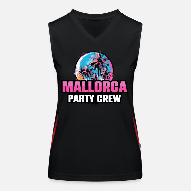 Mallorca Party Crew Urlaub Spruch Funktionelles Kontrast-Tank Top für Frauen