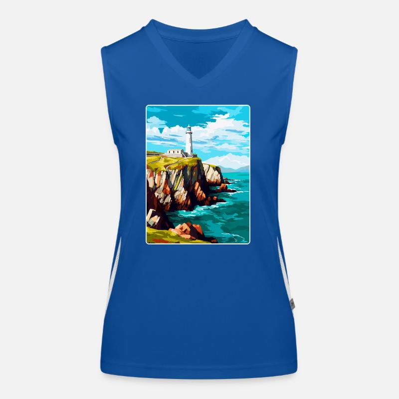 South Stack Cliffs Anglesey Vintage Reiseposter Funktionelles Kontrast-Tank Top für Frauen