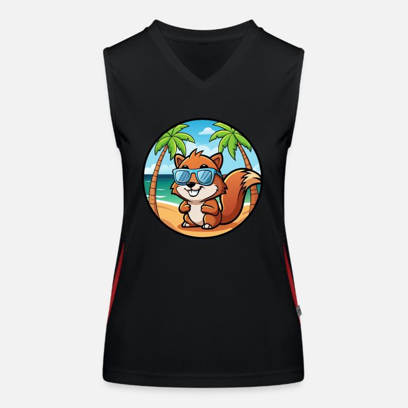 Squirrel Funny Cartoon Summer Beach Sunglasses Women's Functional Contrast Tank Top