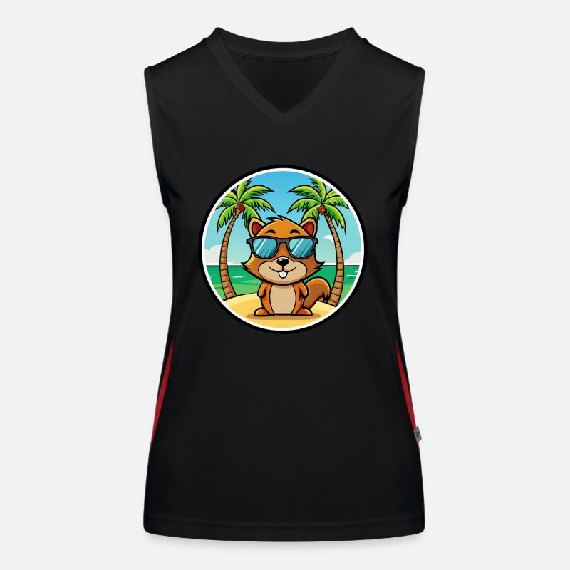 Squirrel Funny Cartoon Summer Beach Sunglasses Women's Functional Contrast Tank Top