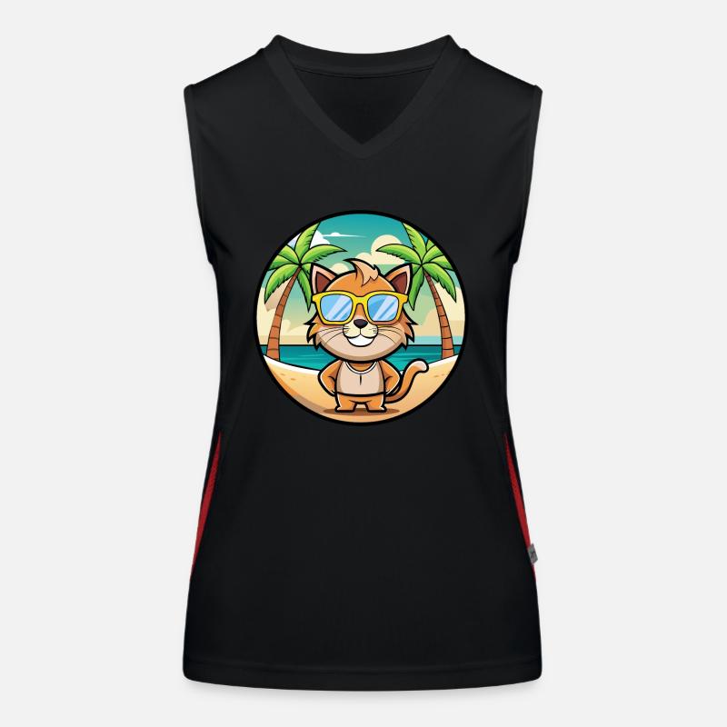 Pixie Bob Cat Breed Cartoon Sunglasses Beach Women's Functional Contrast Tank Top