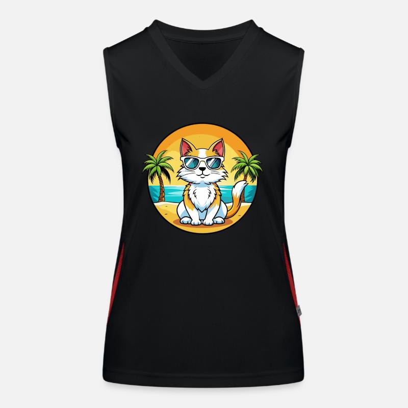 Turkish Van Cat Breed Cartoon Sunglasses Beach Women's Functional Contrast Tank Top