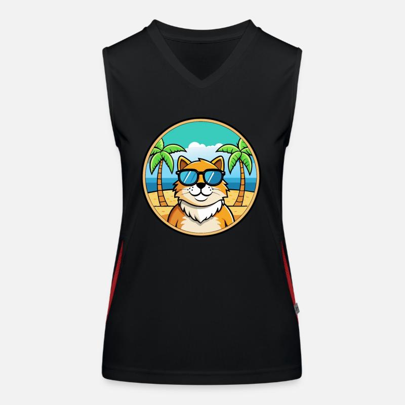 Ragamuffin Lunettes de soleil de dessin animé de race de chat plage Débardeur respirant contrasté Femme