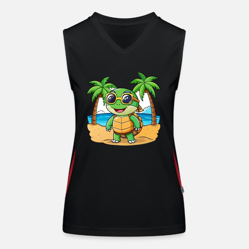 Turtle Funny Cartoon Summer Beach Sunglasses Women's Functional Contrast Tank Top