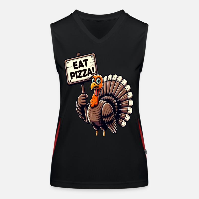 Drôle de dinde « manger de la pizza » Design Débardeur respirant contrasté Femme