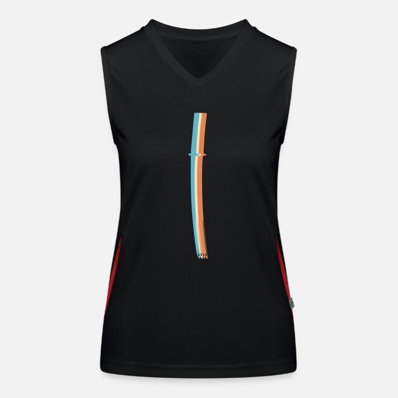 Samurai Japan Katana Ninja Sword retro vector 4 Women's Functional Contrast Tank Top