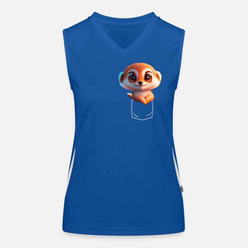 Verspieltes Erdmännchen in Brusttasche Funktionelles Kontrast-Tank Top für Frauen