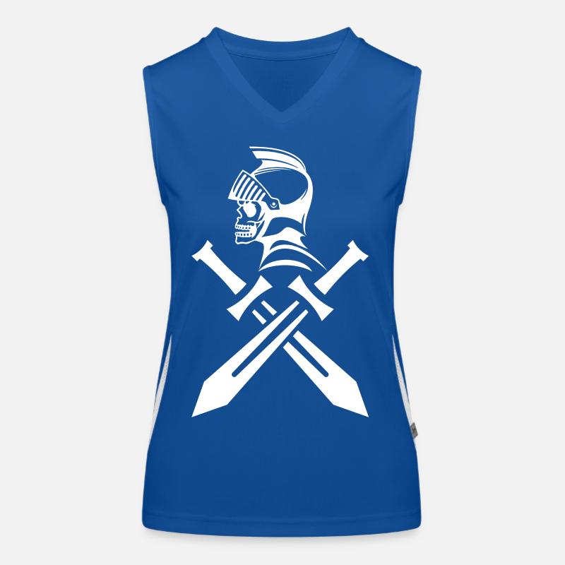 White Knight Skull and Crossed Swords Women's Functional Contrast Tank Top