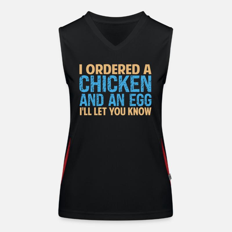 I Ordered A Chicken And An Egg - Dad Jokes Women's Functional Contrast Tank Top
