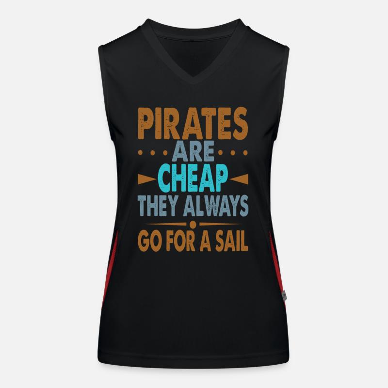 Pirates Are Cheap - Funny Dad Jokes - Beach Women's Functional Contrast Tank Top