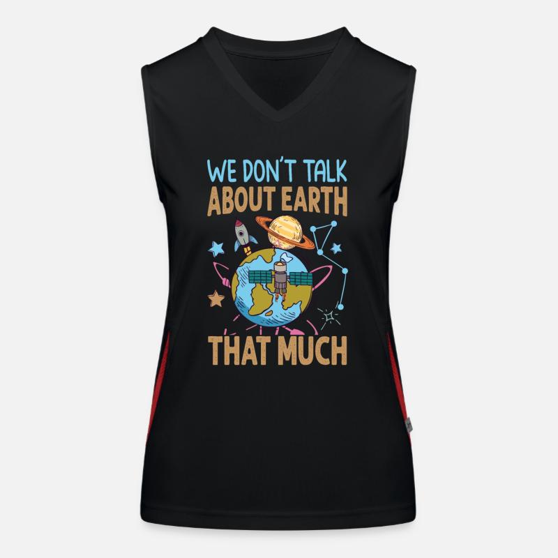 We Don't Talk About Earth That Much - Planets - Women's Functional Contrast Tank Top - black/red