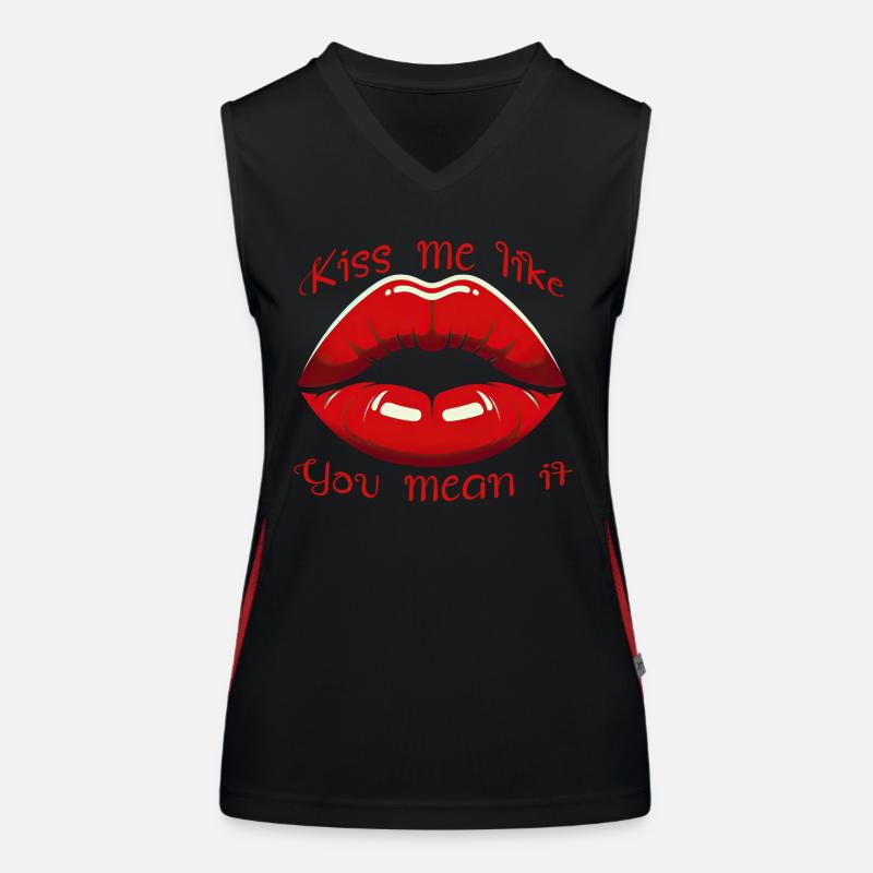 Bold Seductive Lips Women's Functional Contrast Tank Top