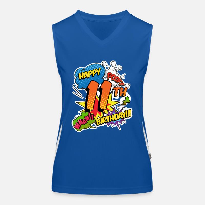 11. Geburtstag Junge Comic-Stil Superhelden Funktionelles Kontrast-Tank Top für Frauen
