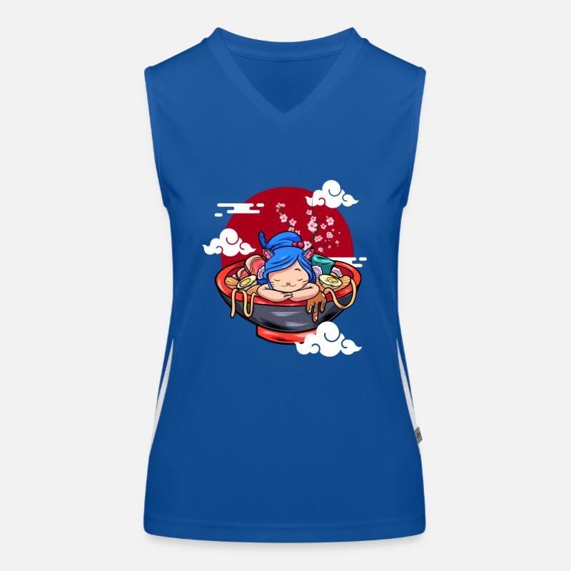 Drôle de chat endormi Ramen Chaton mignon Débardeur respirant contrasté Femme