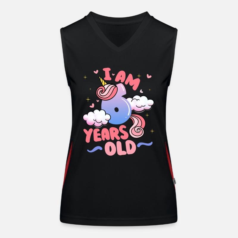 I am 6 years old | Unicorn theme | 6. Women's Functional Contrast Tank Top