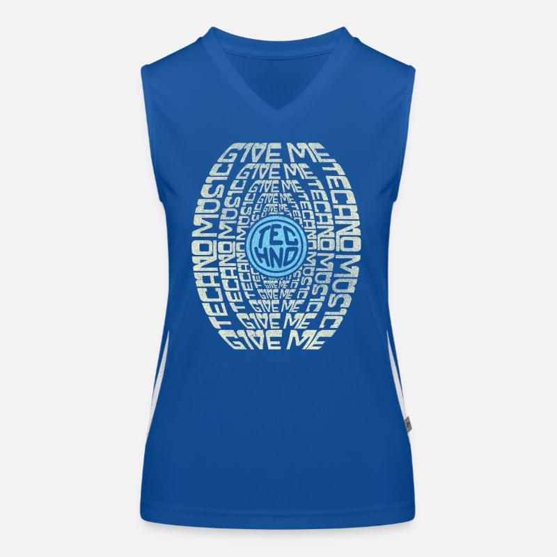 Text Grafik Techno Shirt | Gib mir Techno Musik Funktionelles Kontrast-Tank Top für Frauen