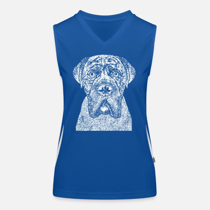 Portrait d’un chien boxer dans un style comique. Débardeur respirant contrasté Femme