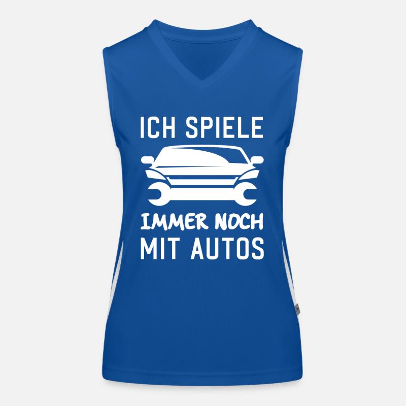 Ich spiele immer noch mit Autos KFZ Auto Sprüche Funktionelles Kontrast-Tank Top für Frauen