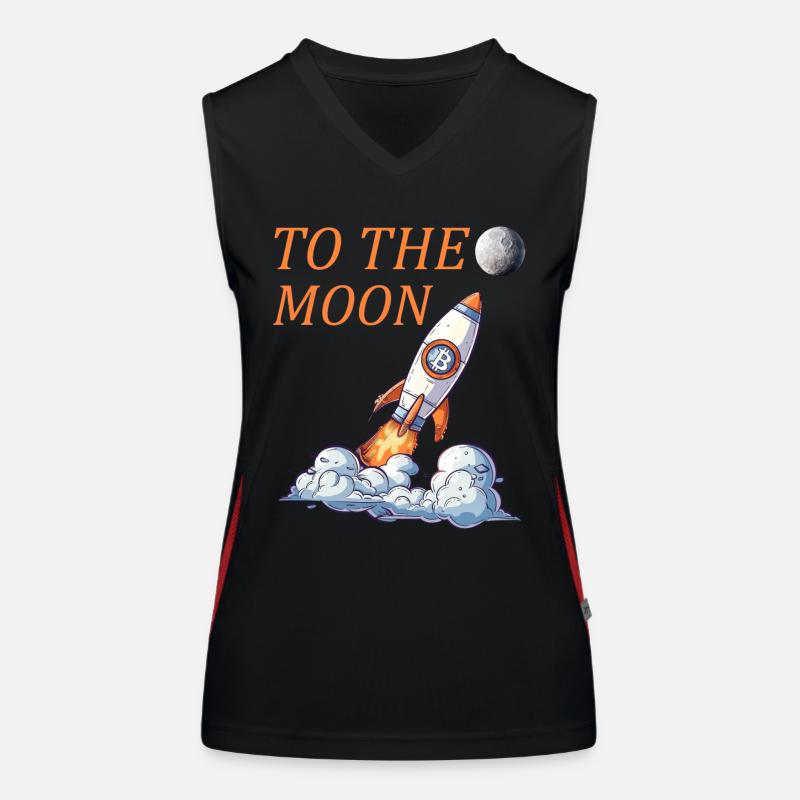 Bitcoin Rocket to the Moon Funktionelles Kontrast-Tank Top für Frauen