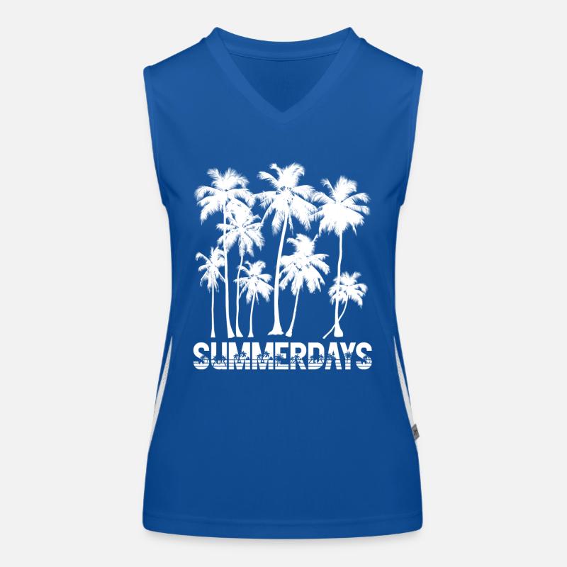 Summerdays with Palm Trees Summertime Sea Beach Women's Functional Contrast Tank Top