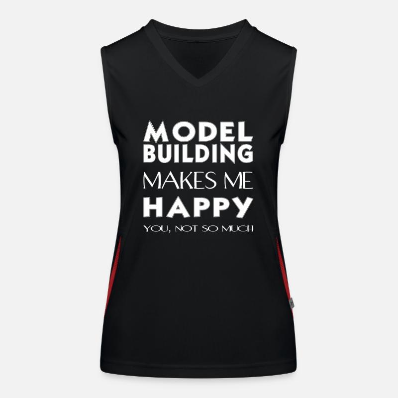 Model building - Model building makes me happy. Women's Functional Contrast Tank Top