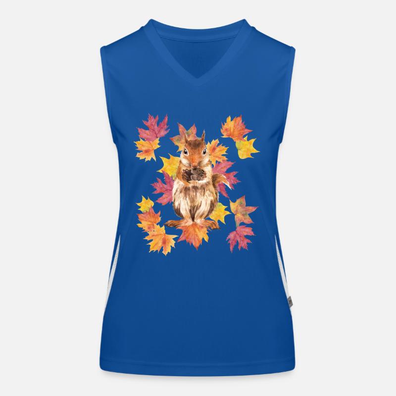 Eichhörnchen mit Herbstlaub Funktionelles Kontrast-Tank Top für Frauen