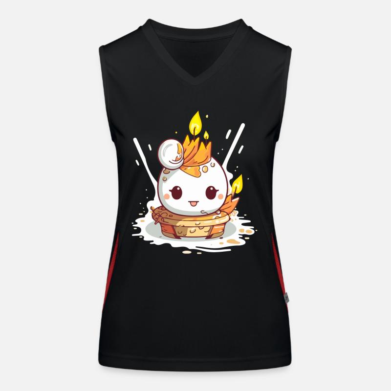 Kawaii-bursdagslyset - Funksjonell kontrast-singlet for kvinner - svart/rød