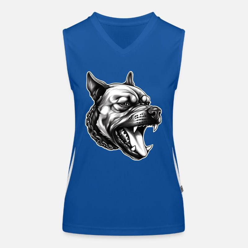 Puissance du pitbull – Fort. Loyal. Intrépide. Débardeur respirant contrasté Femme