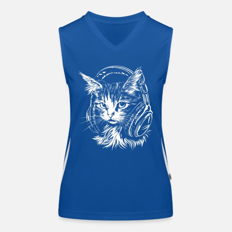Cat Headset Music DJ Women's Functional Contrast Tank Top