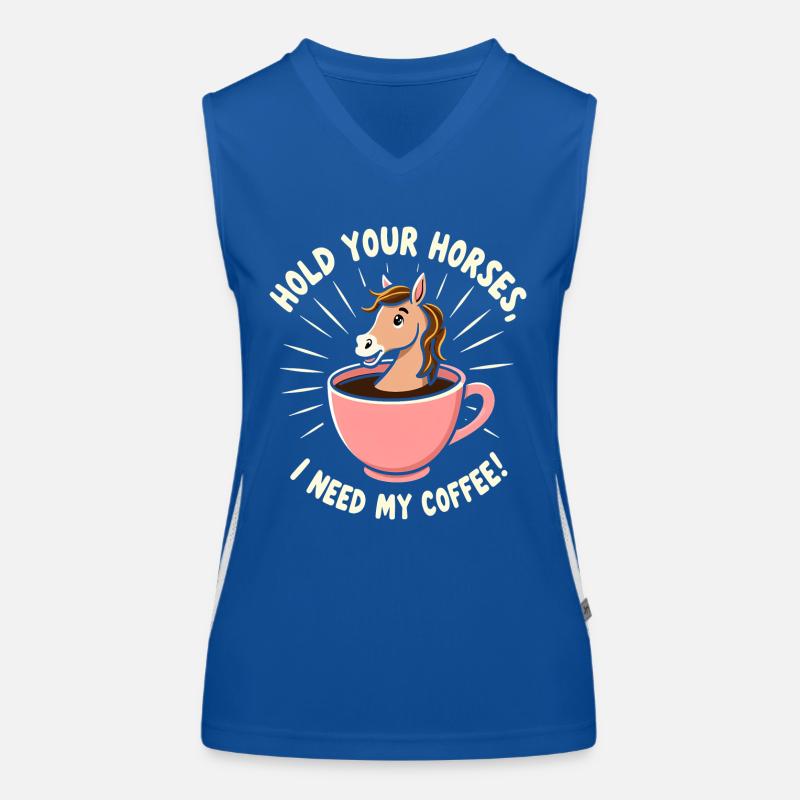 Hold your horses - I need my coffee! Funktionelles Kontrast-Tank Top für Frauen