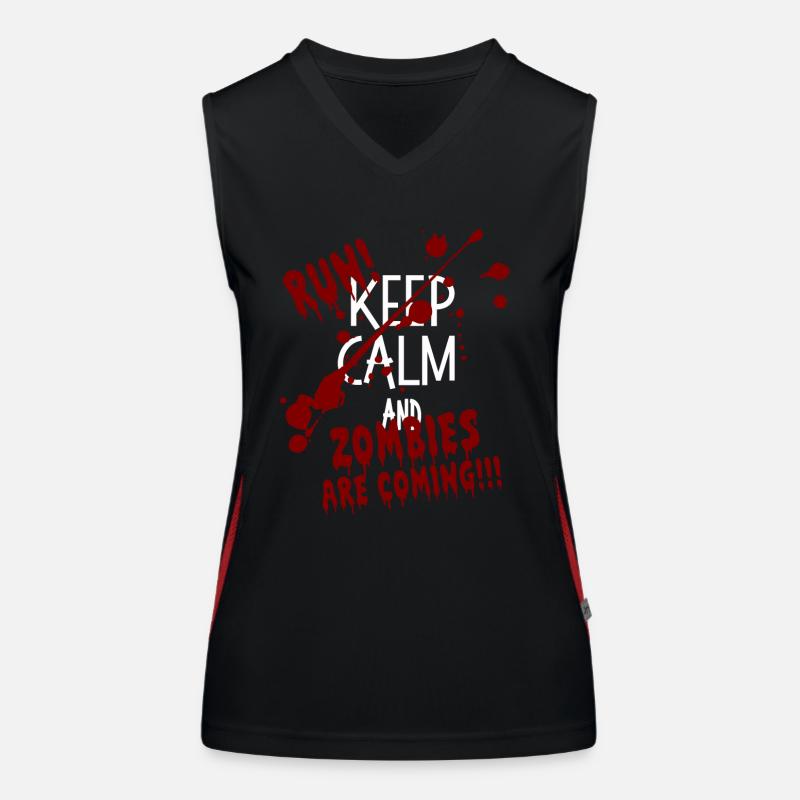 KEEP CALM AND Run! Zombies are Coming Halloween Funktionelles Kontrast-Tank Top für Frauen
