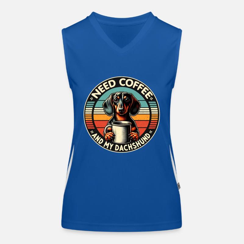 Brauche nur Kaffee und meinen Dackel Funktionelles Kontrast-Tank Top für Frauen