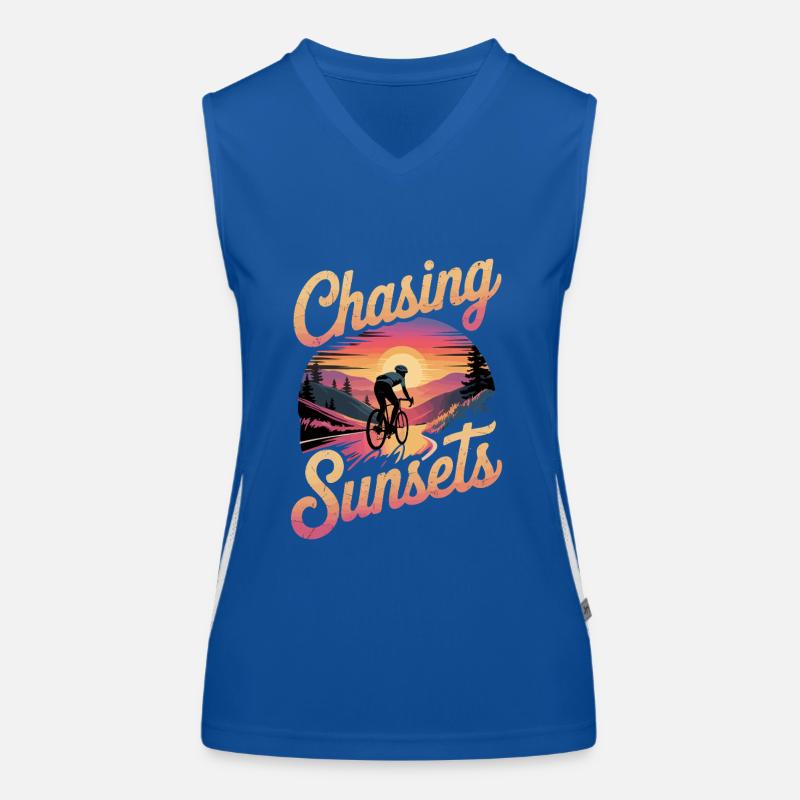 Cyclist Chasing Sunsets Women's Functional Contrast Tank Top