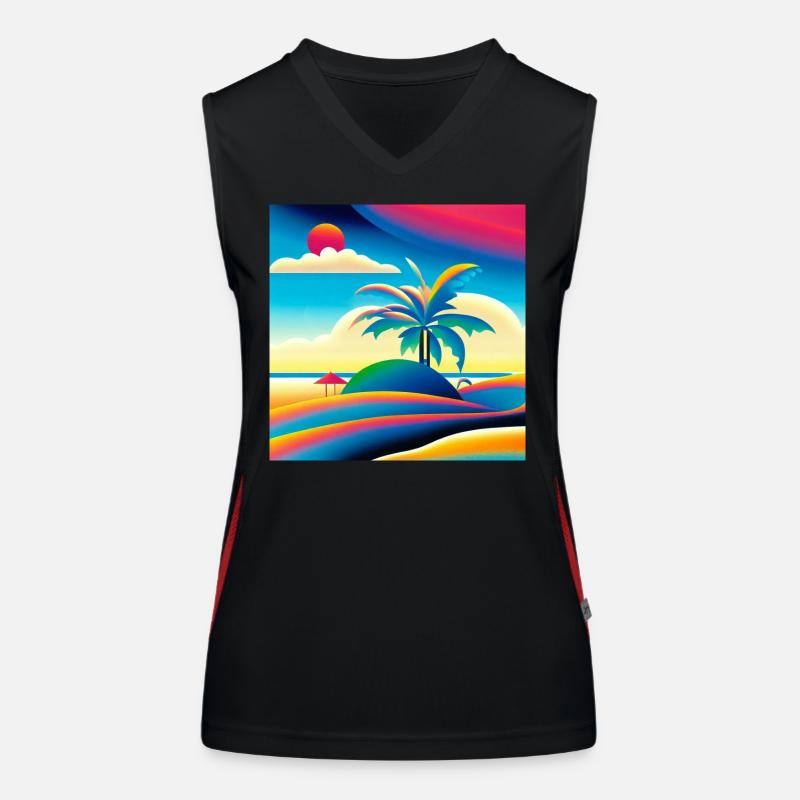 Beach sunset in 80s style Women's Functional Contrast Tank Top