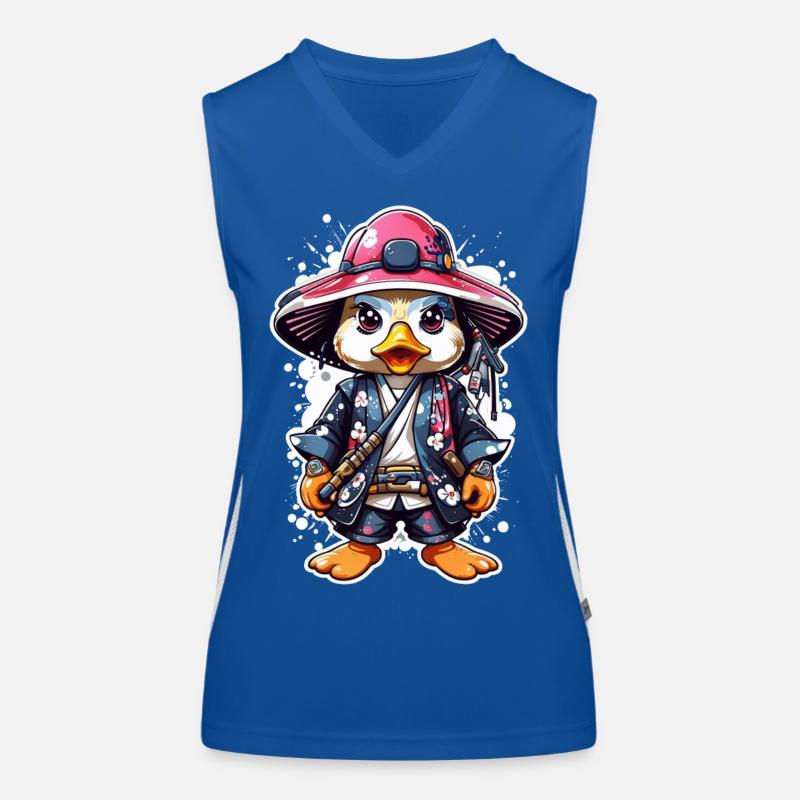 Quack-tastic Samurai Adventures: Cute Samurai Duck Women's Functional Contrast Tank Top