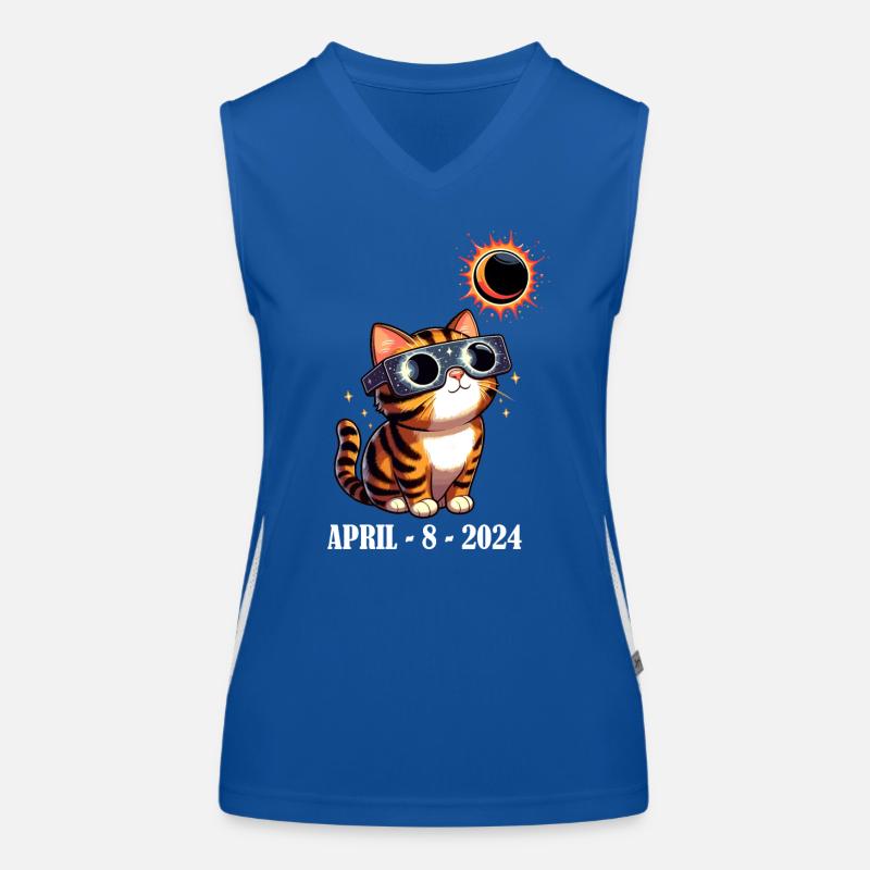Solar Eclipse Cat April America Moon Funny Women's Functional Contrast Tank Top