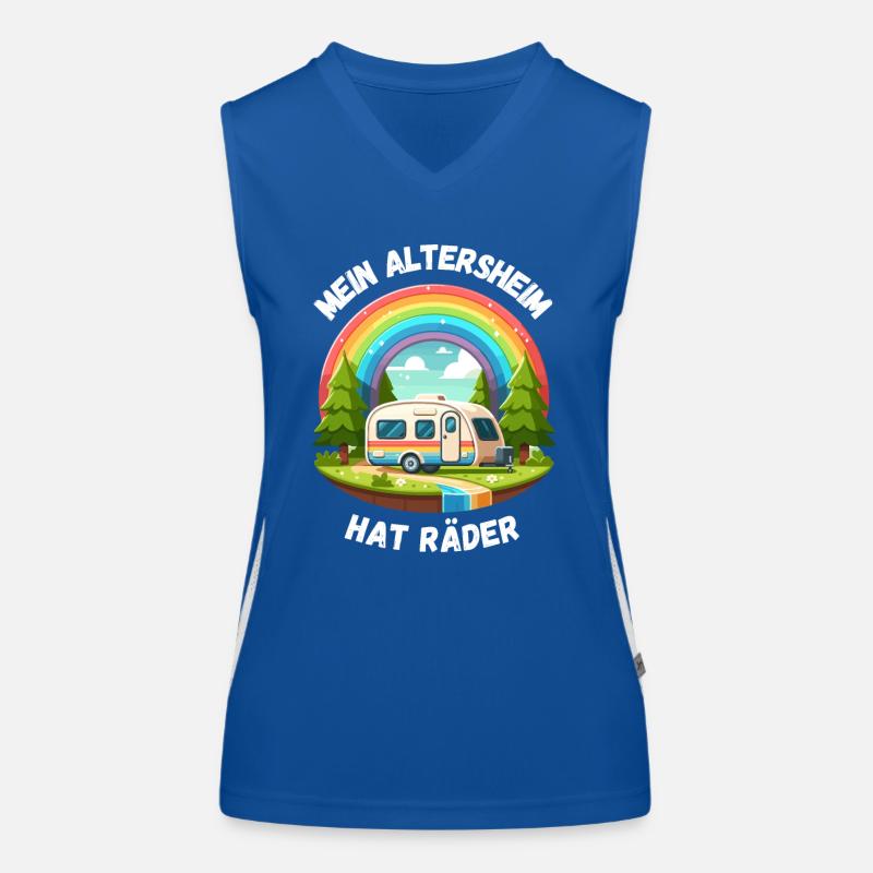 Pension Retirement Camping Caravan Rainbow Pensioner Women's Functional Contrast Tank Top
