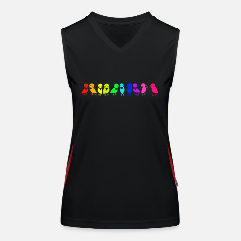 bunte Vogelreihe Raben Funktionelles Kontrast-Tank Top für Frauen