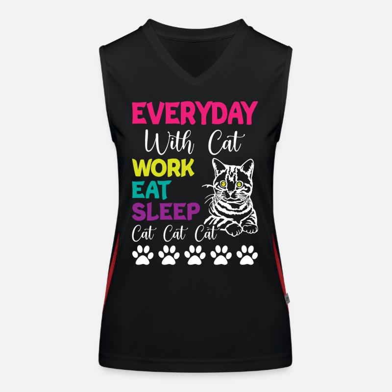 Everyday is Cats Work Eat Sleep Cat Cat Cat Funktionelles Kontrast-Tank Top für Frauen