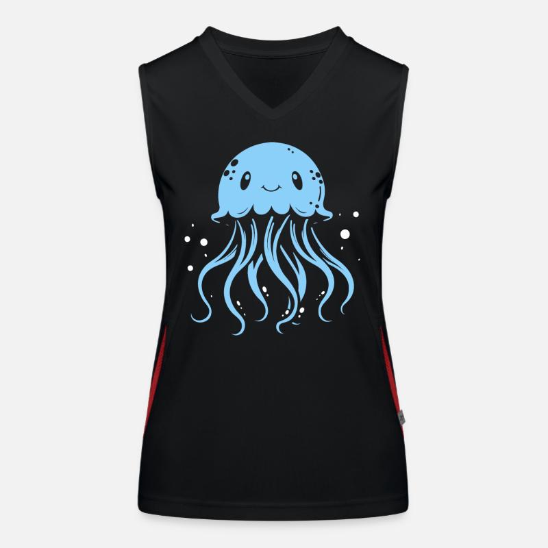 Float on, Qualle mit Tentakeln, Meeresbewohner Funktionelles Kontrast-Tank Top für Frauen