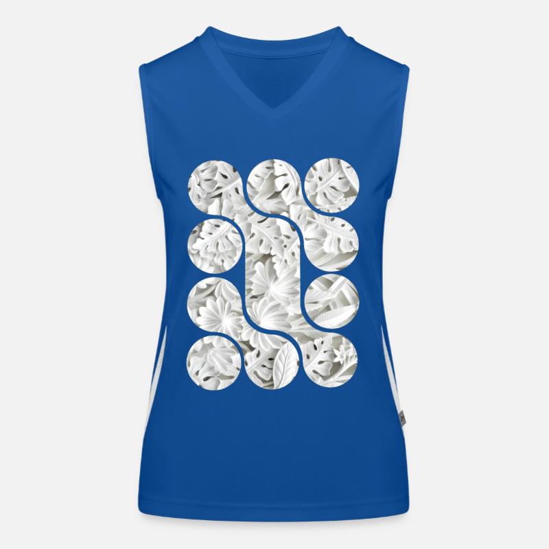 Abstract White Leaf Patterns Women's Functional Contrast Tank Top
