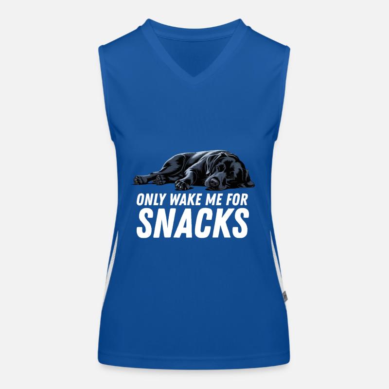Only Wake Me For Snacks Black Labrador Dog Women's Functional Contrast Tank Top