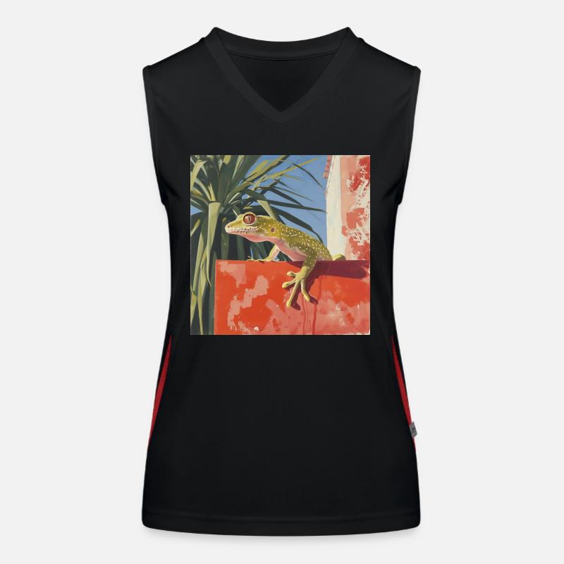 gecko, echse, bunt, tier, geschenk, geschenkidee Funktionelles Kontrast-Tank Top für Frauen