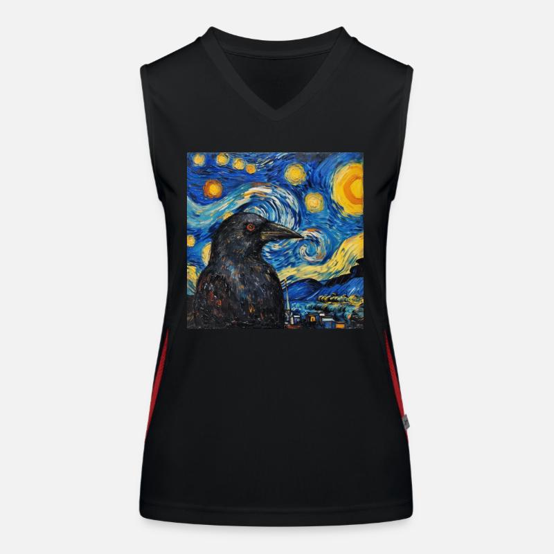 Corbeau, Oiseau, Van Gogh, Nuit étoilée Débardeur respirant contrasté Femme