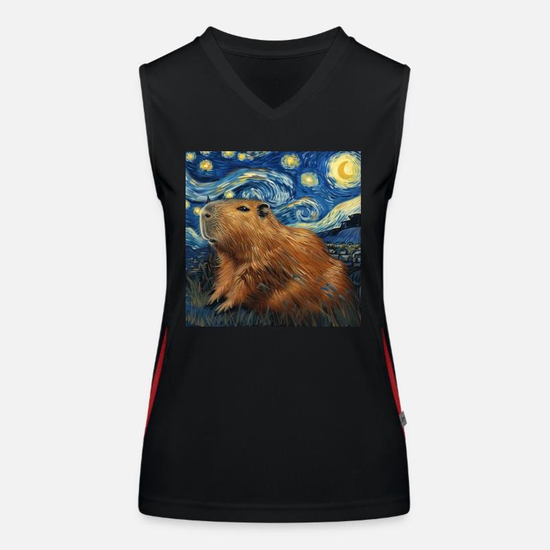 capybara, tier, van gogh, sternenacht Funktionelles Kontrast-Tank Top für Frauen