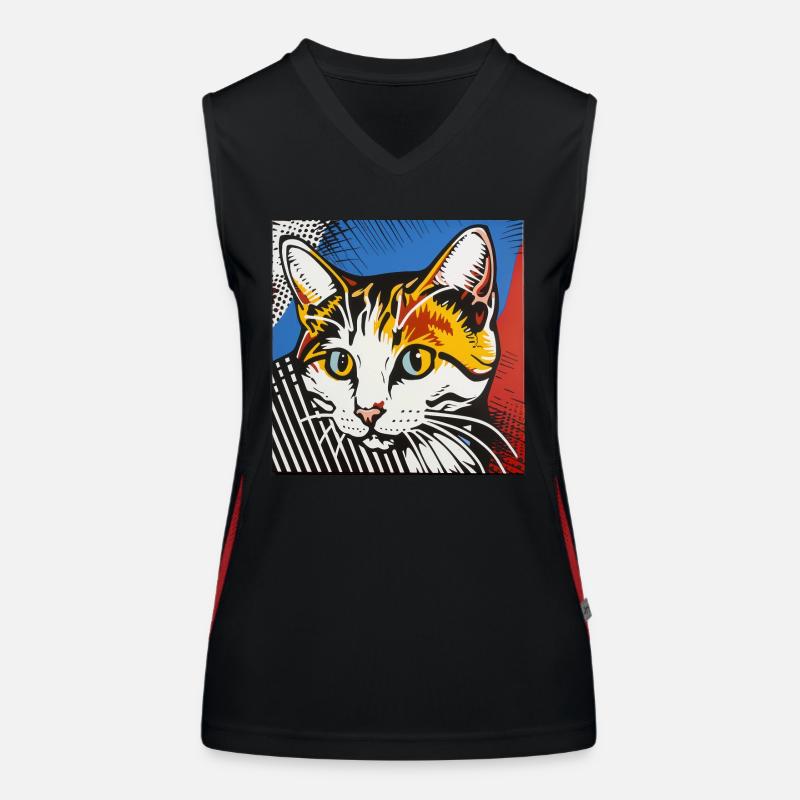 Chat, Motif De Chat Débardeur respirant contrasté Femme