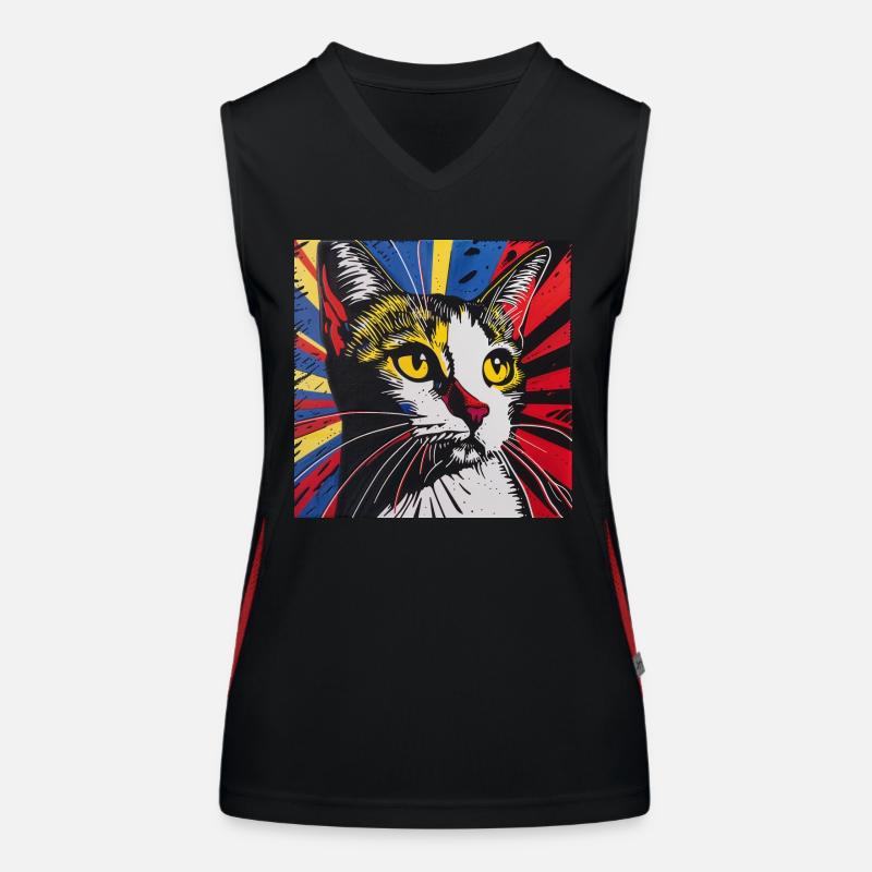 Chat, Motif De Chat Débardeur respirant contrasté Femme